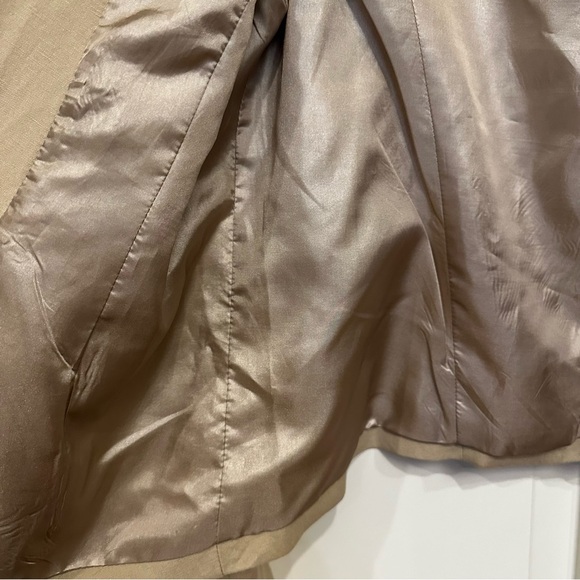 Joan Vass Women’s Tan Linen Blend Open Drape Front Blazer Jacket Lightweight 10 - Picture 5 of 9